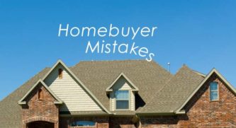 Homebuyer mistakes text with a house in the background