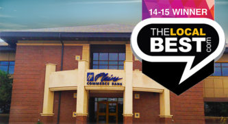 Plains Commerce Bank branch with a local best logo in front
