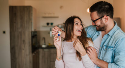 Couple excited about holding the keys to their first home